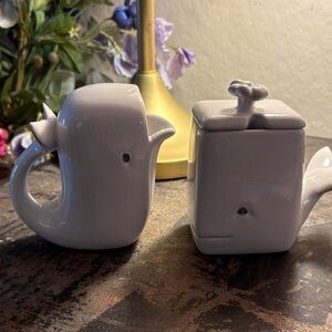 Anthropologie WHALE CREAM AND SUGAR BOWL